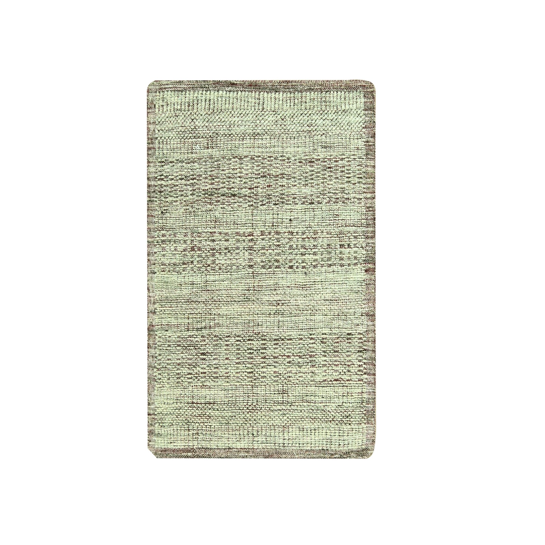 Wine Red with Ivory, 100% Wool, Hand Knotted, Oxidized and Distressed Grass Design with Exposed Warps, Sample, Mat, Oriental Rug